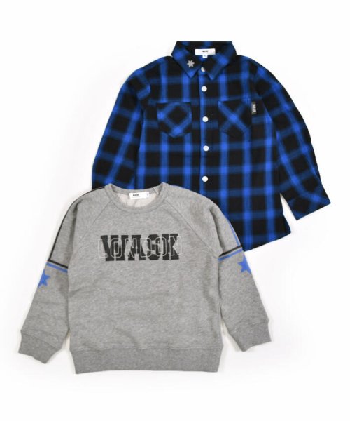 セール ロゴ 星 ライン トレーナー チェック 長袖 シャツ セット 110cm ワスク Wask D Fashion セール ロゴ 星 ライン トレーナー チェック 長袖 シャツ セット 110cm ワスク Wask D Fashion