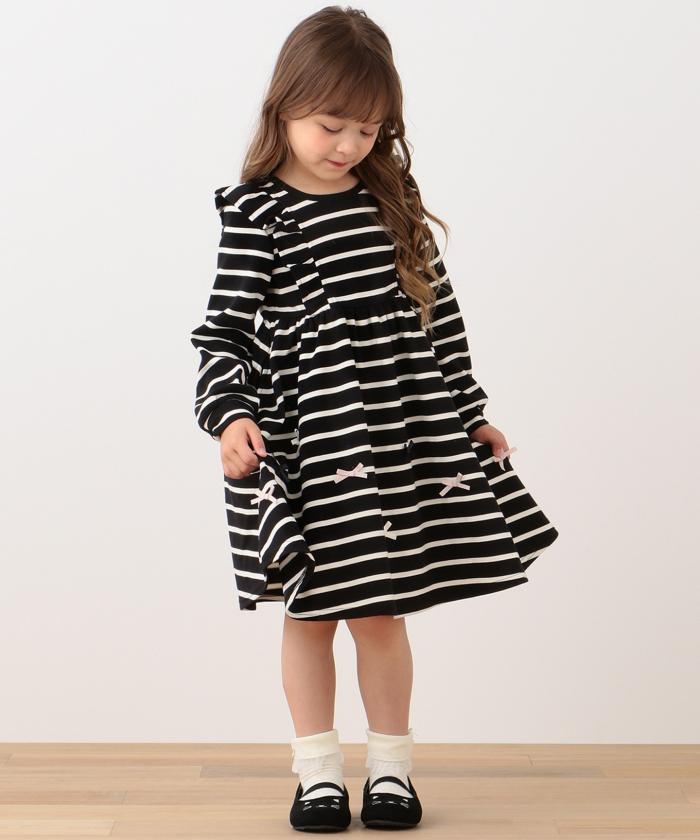 セール 50%OFF】【100－130cm】フリル 長袖 リボンモチーフ付き