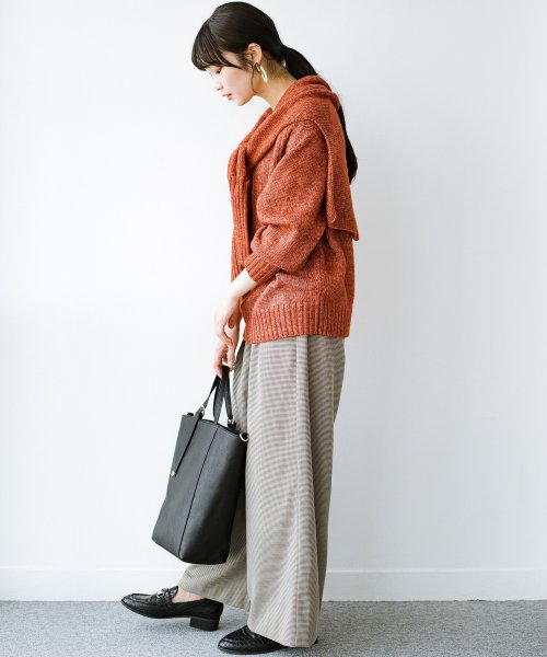 着こなし自在 やりすぎない大人のこなれ感 ショール付きニットトップスセット ハコ Haco D Fashion