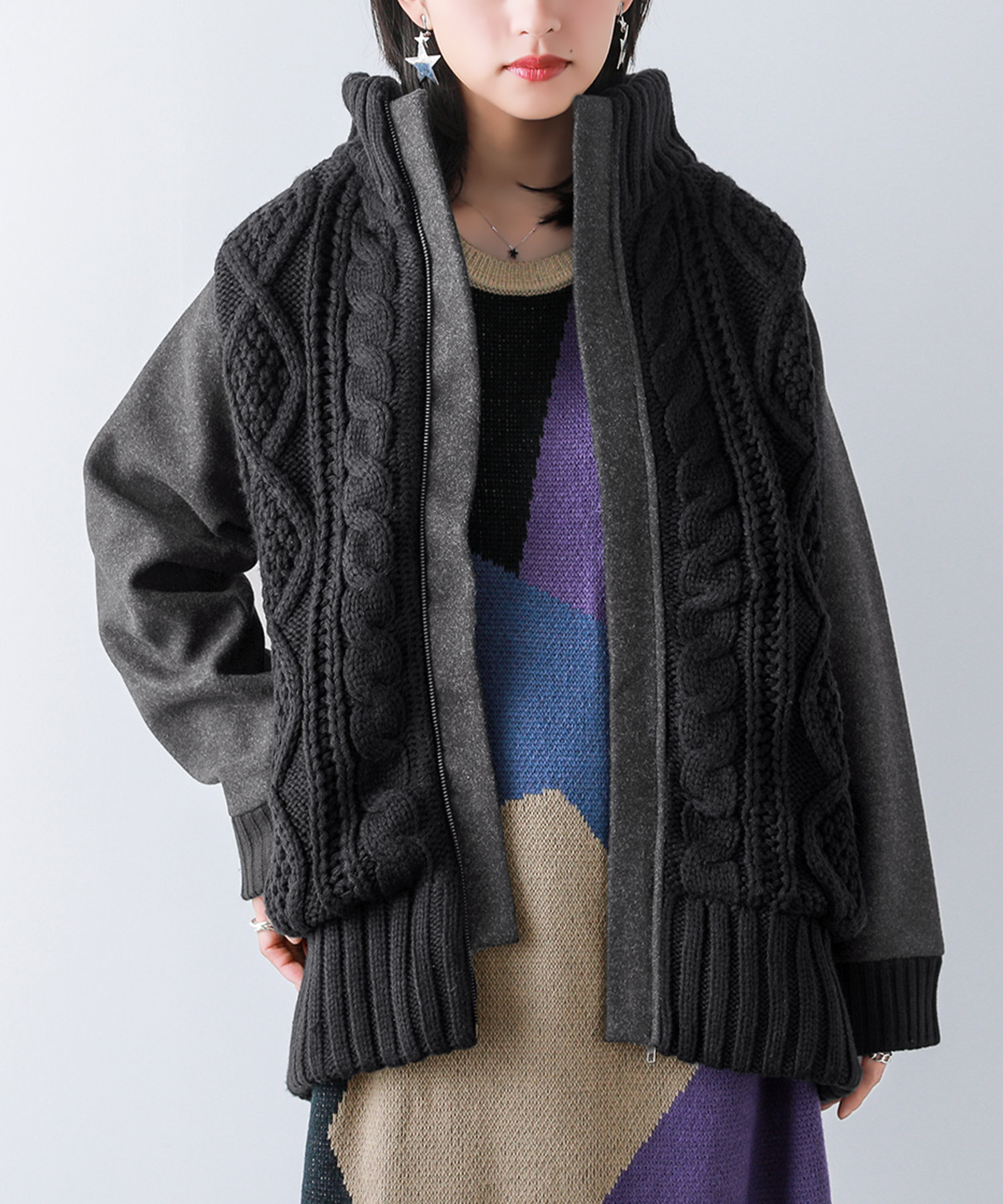 オシャレウォーカー osharewalker 『異素材×ケーブルニット オシャレウォーカー osharewalker 『異素材×ケーブルニット