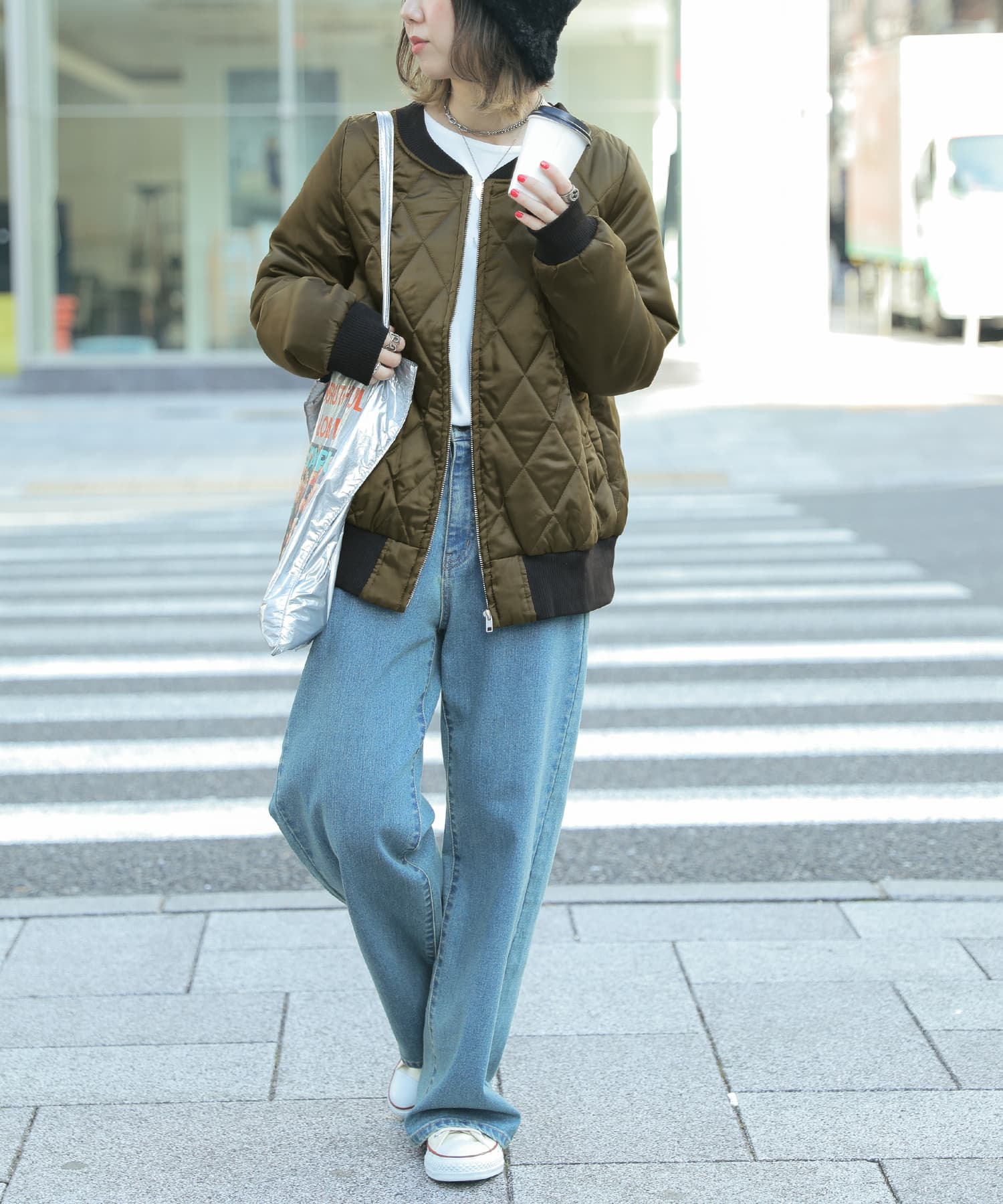 オシャレウォーカー osharewalker 『配色キルティングブルゾン オシャレウォーカー osharewalker 『配色キルティングブルゾン
