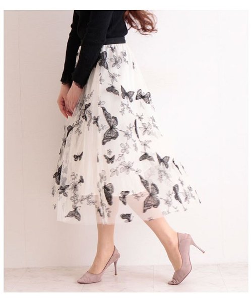蝶々模様揺れるチュールフレアスカート サワアラモード Sawa A La Mode D Fashion 蝶々模様揺れるチュールフレアスカート サワアラモード Sawa A La Mode D Fashion