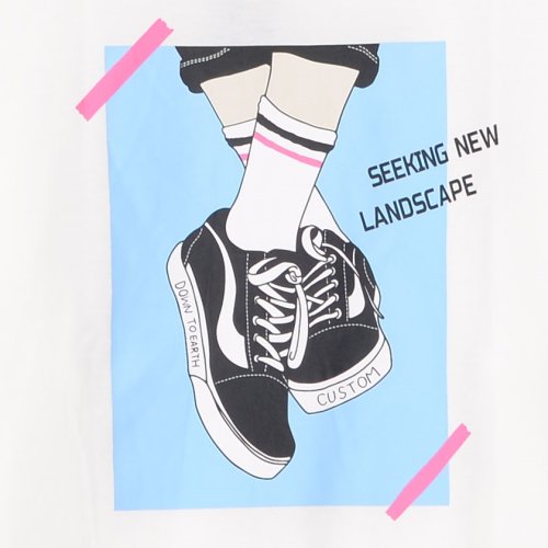 Cavaria キャバリア スニーカーイラストプリントクルーネック長袖tシャツ キャバリア Cavaria D Fashion