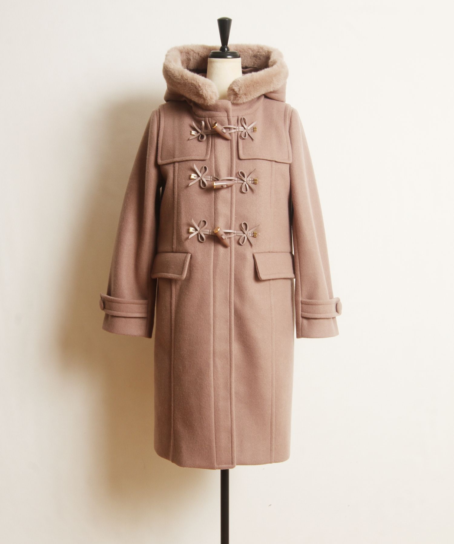ファー付きりぼん装飾ロングダッフルコート(503565920) | トッコ