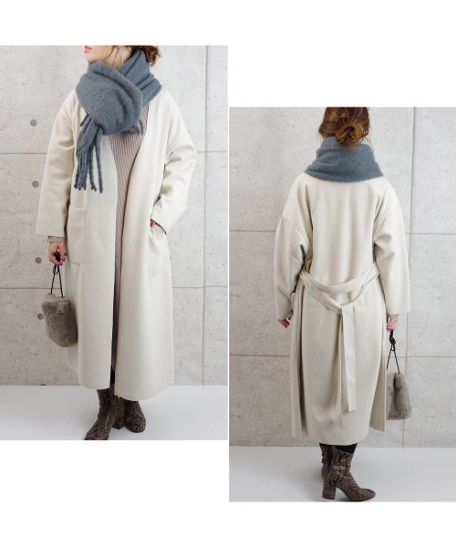 新作 ベルト付きノーカラーフェイクウールガウンコート Fi Aw 5529 フィズ Fizz D Fashion 新作 ベルト付きノーカラーフェイクウールガウンコート Fi Aw 5529 フィズ Fizz D Fashion