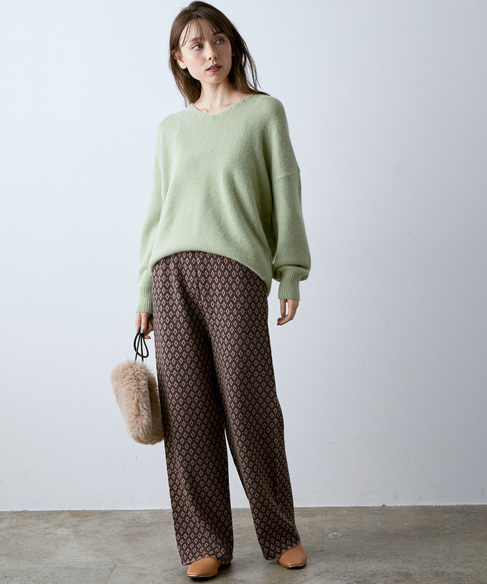 セール 30%OFF】【WEB限定】ダイヤ柄ジャカードニットパンツ セール 30%OFF】【WEB限定】ダイヤ柄ジャカードニットパンツ