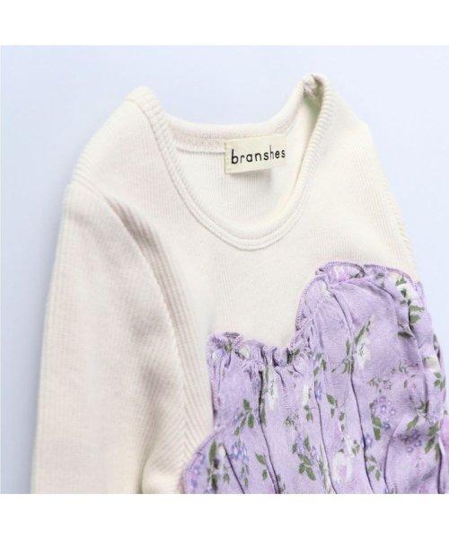 セール 花柄ドッキング長袖ワンピース ブランシェス Branshes D Fashion