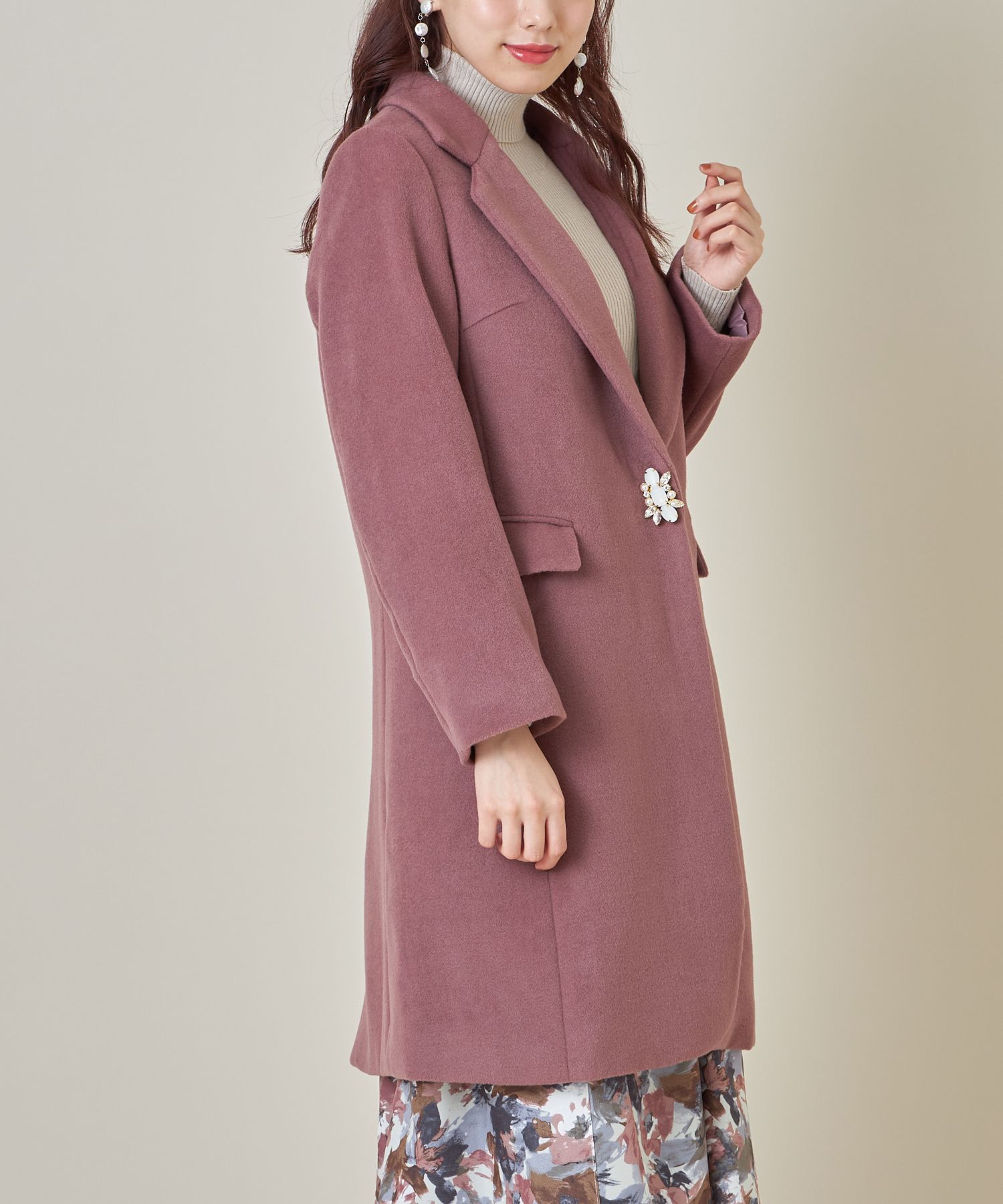 パールビジュー付きチェスターコート　コート　tocco closet セール 50%OFF】トッコクローゼット tocco closet パール