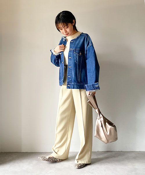 セール 50%OFF】ノーカラーデニムジャケット(503319696) | NANO