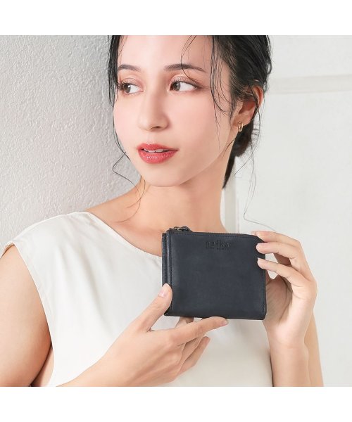 財布 レディース 二つ折り コンパクト 薄い 薄型 スリム 小さい L字ファスナー 本革 牛革 モストロレザー 日本製 シンプル ナチュラル かわいい おしゃれ