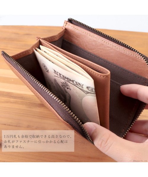 財布 レディース 二つ折り コンパクト 薄い 薄型 スリム 小さい L字ファスナー 本革 牛革 モストロレザー 日本製 シンプル ナチュラル かわいい おしゃれ