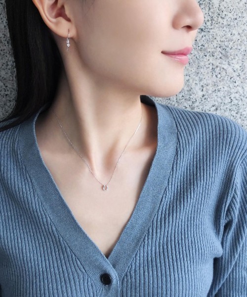K10ダイヤモンド 三日月スターネックレス(WG)(503637186