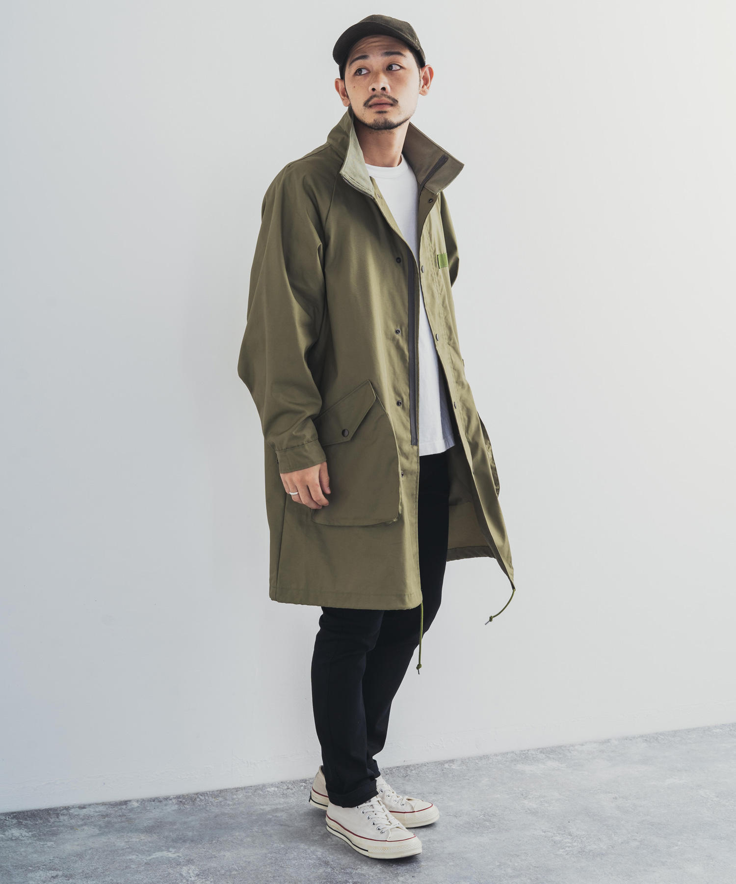 高品質ミリタリーモッズコート・オリーブ loose silhouette military mods coat / olive（ルーズ