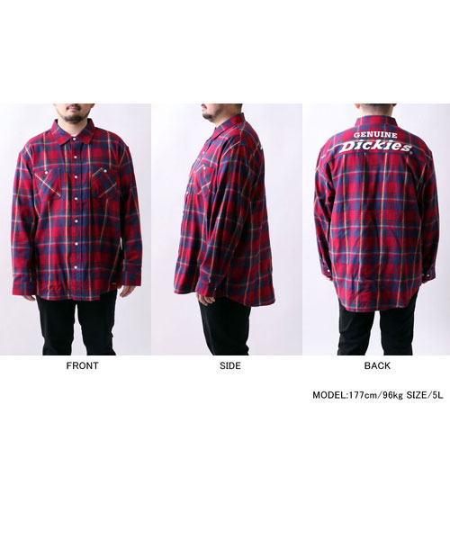 Dickies】ディッキーズ 大きいサイズ バックロゴチェックシャツ Dickies】ディッキーズ 大きいサイズ バックロゴチェックシャツ