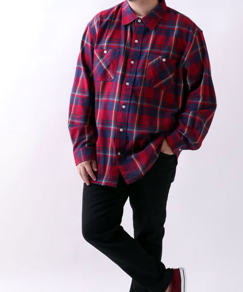 Dickies】ディッキーズ 大きいサイズ バックロゴチェックシャツ Dickies】ディッキーズ 大きいサイズ バックロゴチェックシャツ