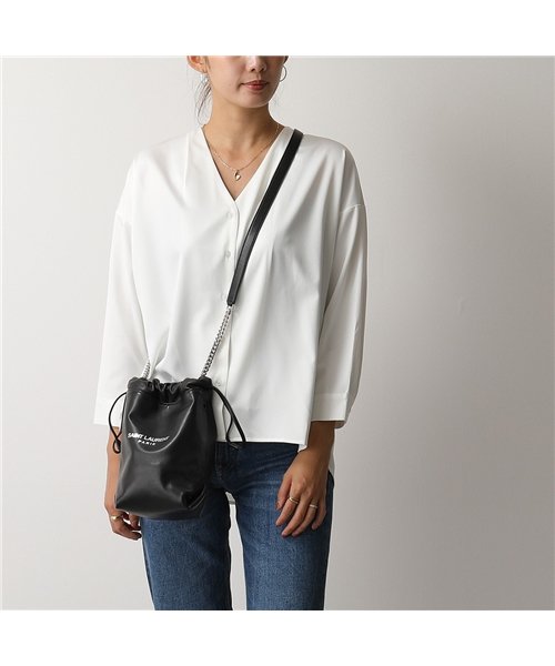 クーポン セール 10 Off Saint Laurent サンローランパリ 5328 0yp0e 1000 C Wall Teddy ショルダーバッグ 巾着 ポシェット Nero 鞄 サンローランパリ Saint Laurent D Fashion