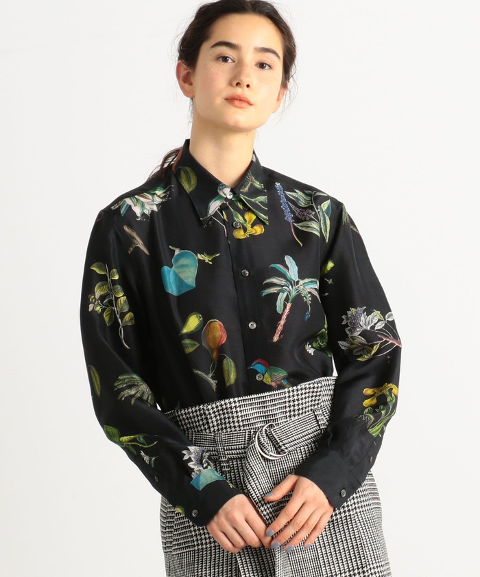 美品 CABaN シルク ボタニカルプリントレギュラーカラーシャツ 42,900 caban（キャバン）の「□シルク ボタニカルプリントレギュラー