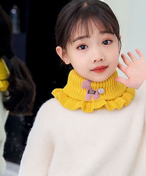 セール ニットマフラー キリン キッズマフラー レディース フリル 子ども 可愛い 二重巻き 新作 防寒 女の子 春秋冬 お洒落 ミニミニストア Miniministore D Fashion