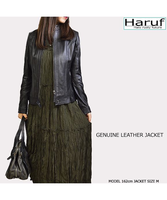 ☆美品☆ Haruf ハルフ ラムレザーシャツジャケット シングル Lサイズ Haruf レザージャケット メンズ 本革 革ジャン レザーシャツ