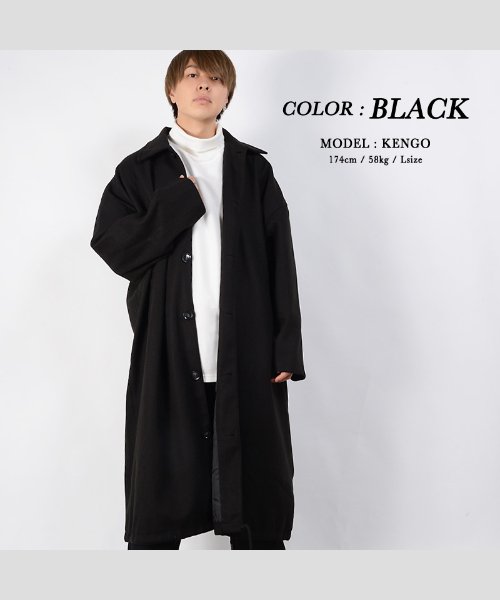 セール ロングコート メンズ ロングコート レディース ロング丈 丈長 ビッグシルエット コート アウター ステンカラーコート ウールタッチ オーバー コート 防寒 軽い ワンフォークロージング 1111clothing D Fashion
