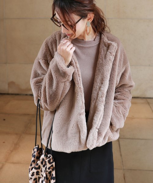 セール フェイクファーノーカラージャケット ショートコート アンドミー And Me D Fashion