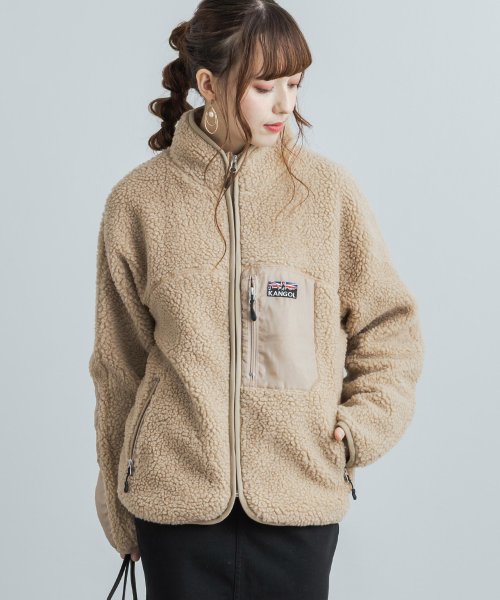 Kangol カンゴール ボアジャケット メンズ レディース フリース ブルゾン アウター カジュアル 防寒 防風 ビッグシルエット ルーズ ワイド リラックス ロッキーモンロー Rocky Monroe D Fashion