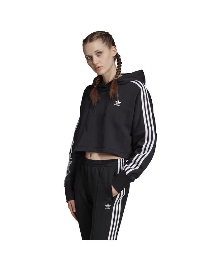 adidas アディダス スウェット パーカー クロップド　ブラック　L 新品