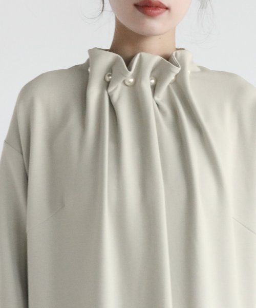 Resil 手洗い可 7分袖 パール付きワンピース ラシュッド Lasud D Fashion Resil 手洗い可 7分袖 パール付きワンピース ラシュッド Lasud D Fashion