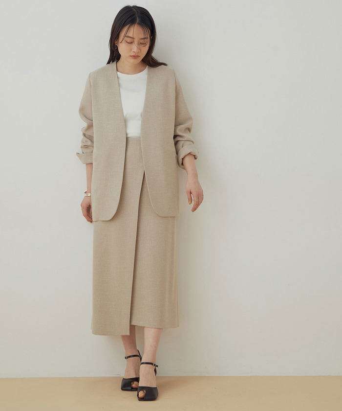 セール 70%OFF】【セットアップ対応】リネンライクジャケット セール 70%OFF】【セットアップ対応】リネンライクジャケット