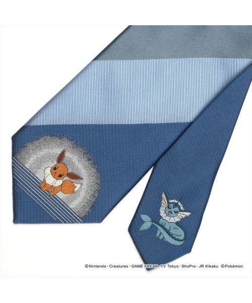 Pokemon ポケモン イーブイ ネクタイ ブルー系 ストライプ柄 小剣切り替え ブリックハウス Brickhouse D Fashion