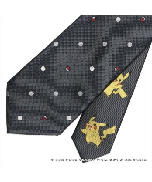 Pokemon ポケモン ピカチュウ ネクタイ グレー系 ドット柄 小剣切り替え ブリックハウス Brickhouse D Fashion