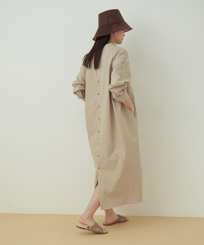 ☆ADAM ET ROPE'☆アダムエロペ　バックオープンバンドカラーワンピース セール 70%OFF】＜洗える・追加＞【WEB限定】バックオープン