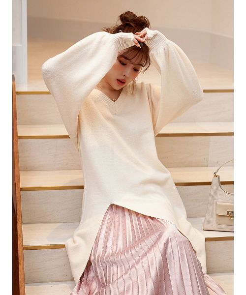 MAGASEEK/d fashion別注カラー】レイヤードスリットニット MAGASEEK/d fashion別注カラー】レイヤードスリットニット