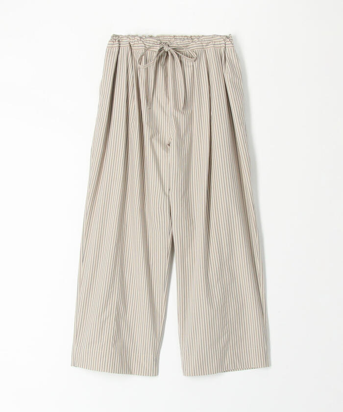 セール 40%OFF】コットンストライプ ギャザーワイドパンツ