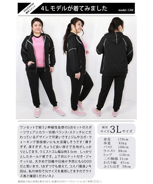 大きいサイズ レディース ビッグサイズ スポーツウェア3点セット ゴールドジャパン Gold Japan D Fashion