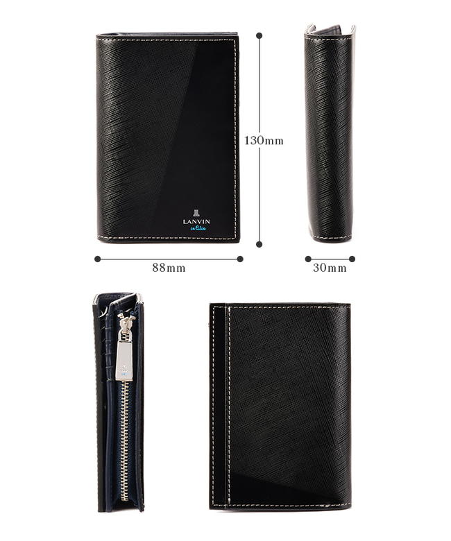 LANVIN 二つ折り財布 ブラック LANVIN en Bleu ランバンオンブルー 財布 二つ折り メンズ 本革