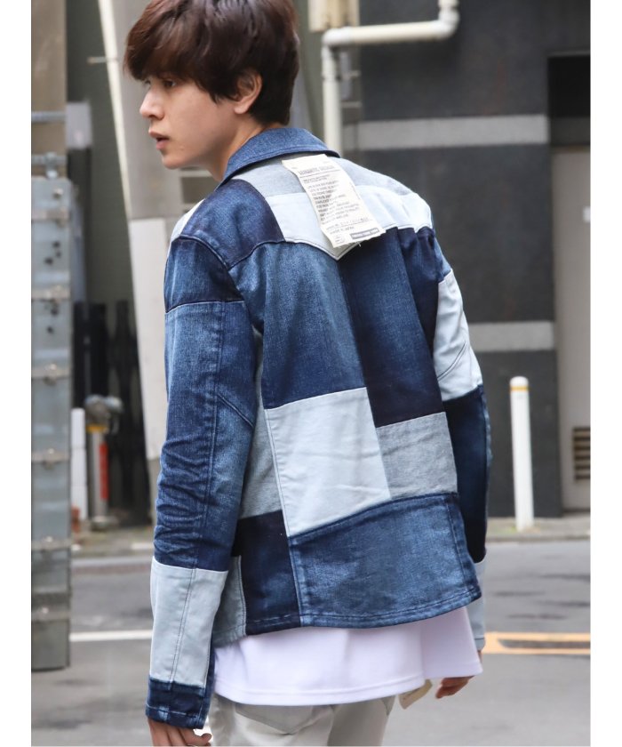 MADE IN JAPAN デニム切替ダブルライダース(503050831 MADE IN JAPAN デニム切替ダブルライダース(503050831