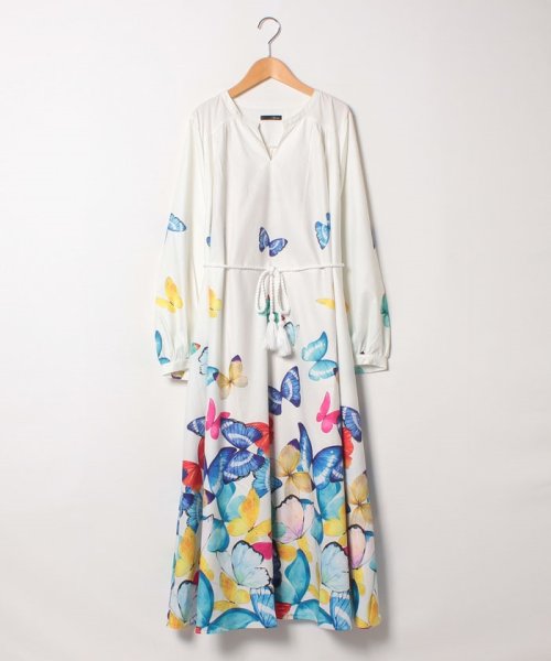 クーポン ロープベルト付蝶々柄ワンピース ラナン Ranan D Fashion