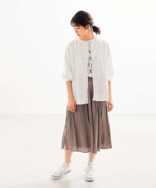 Ecru ランダムプリーツミモレ丈スカート abahouse mavie Abahouse Mavie D Fashion Ecru ランダムプリーツミモレ丈スカート abahouse mavie Abahouse Mavie D Fashion