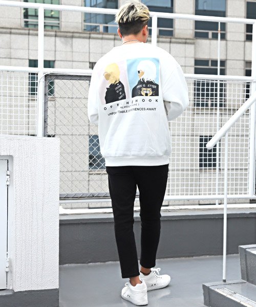 裏起毛ガールイラストトレーナー トレーナー メンズ スウェット バックプリント 裏起毛 長袖 秋冬 ラグスタイル Luxstyle D Fashion