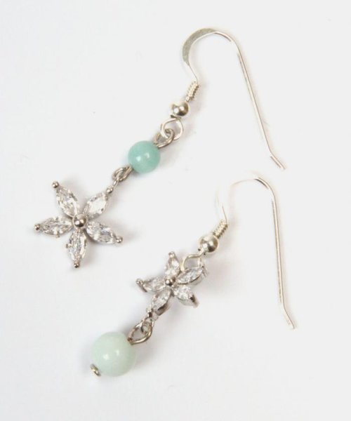 セール 大人可愛いガラスアクセサリー シルバー925 アマゾナイト花ガラスピアス ワイスチャーム Wythecharm D Fashion セール 大人可愛いガラスアクセサリー シルバー925 アマゾナイト花ガラスピアス ワイスチャーム Wythecharm D Fashion
