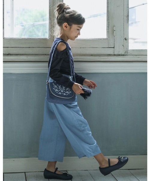 デニム 風 ストレッチ ワイド パンツ 90 150cm ベベ Bebe D Fashion