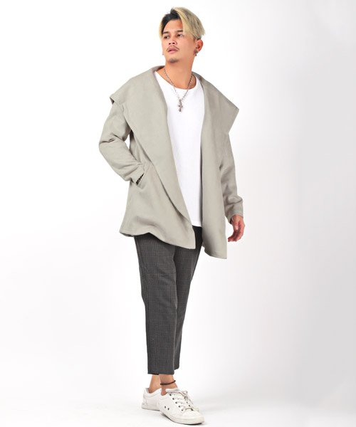セール フェイクスウェードフーデッドコート コート メンズ フェイクスウェード フード ボタンレス ラグスタイル Luxstyle D Fashion