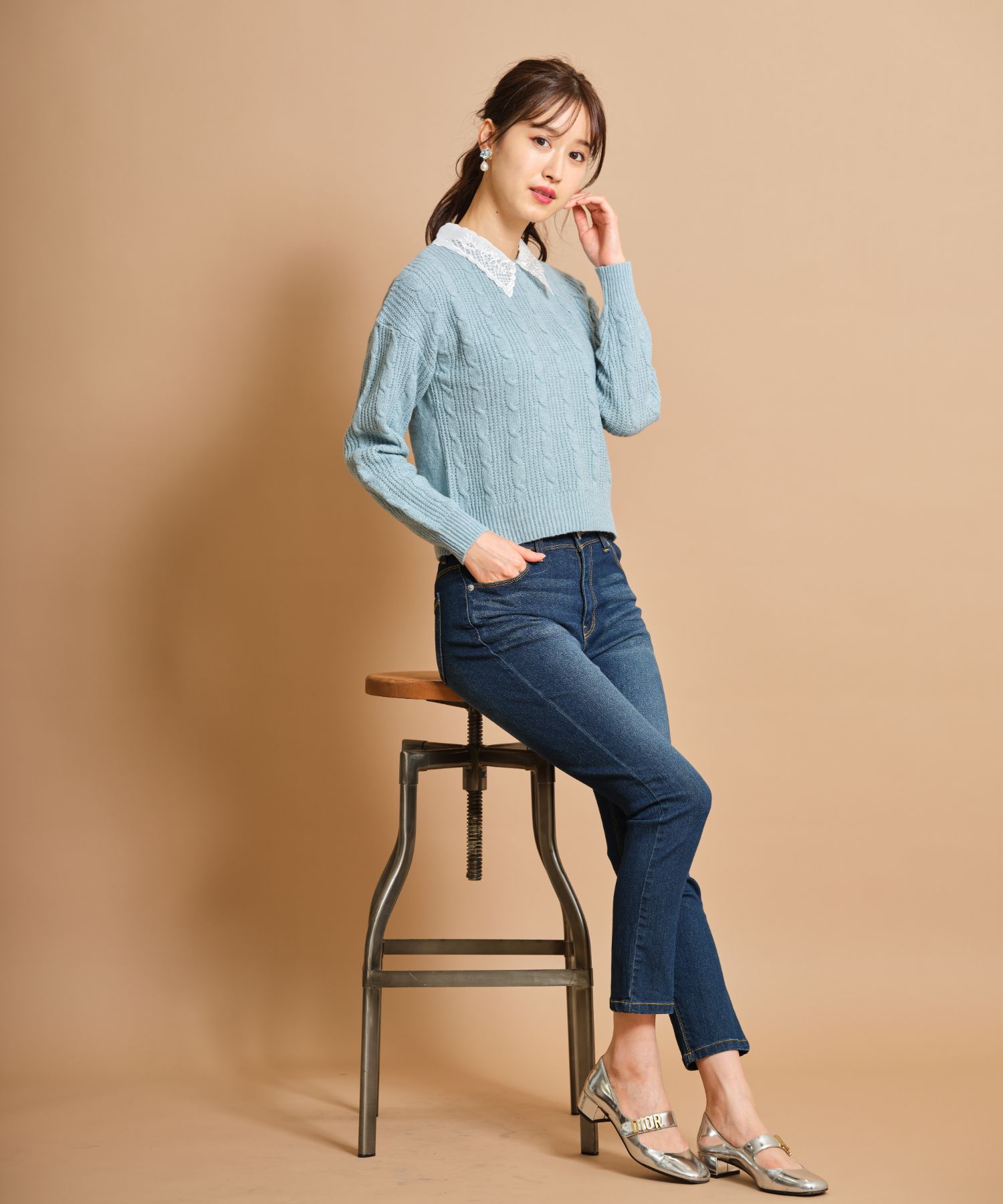 eLLa selectshop スカラッププルオーバー セット ELLUV/エルヴ】オーバーカフス ショートジップブルゾン