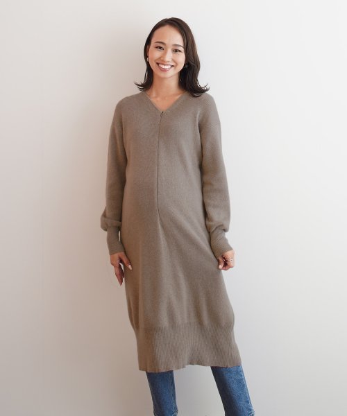 授乳アンゴラニットワンピース マタニティ服 授乳服 マタニティワンピース 授乳ワンピース アンゴラ ニットワンピース チュニック 妊婦 妊娠 産前産後 春夏秋 チョコア Chocoa D Fashion