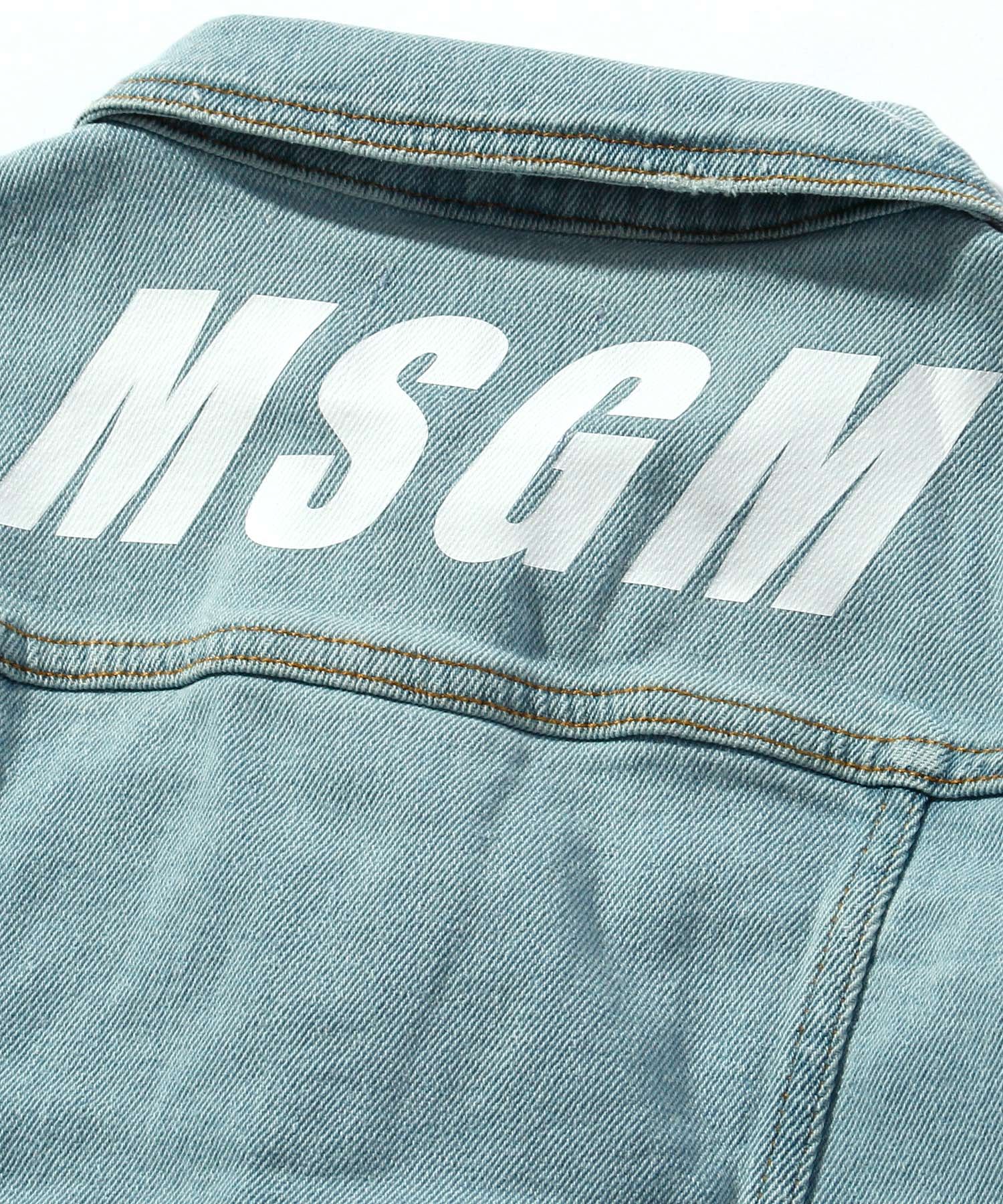 美品 MSGM デニムジャケットブルー 銀ボタン ロゴ刺繍 サイズ50 L 
