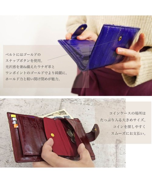 財布 レディース 二つ折り 二つ折り財布 ベルト付き イールスキン 本革 レザー ミニ財布 小銭入れ 軽い 可愛い シンプル メンズ 彼女 プレゼント ギフト トックトック Tooctooc D Fashion