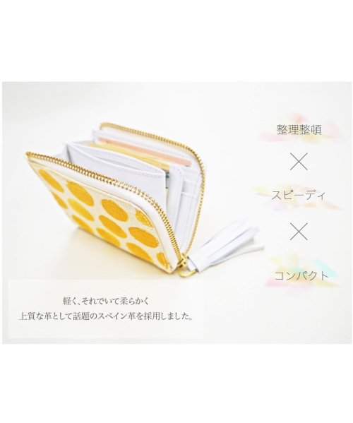 ミニ財布 レディース 本革 財布 コンパクト Polka ドット タッセル スペインレザー 女性 日本製 人気 可愛い 水玉 誕生日 革 手のひらサイズ レザー トックトック Tooctooc D Fashion