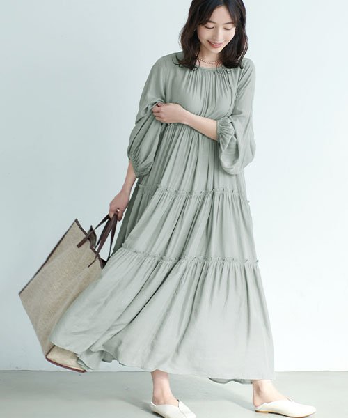 バルーンスリーブティアードワンピース コカ Coca D Fashion