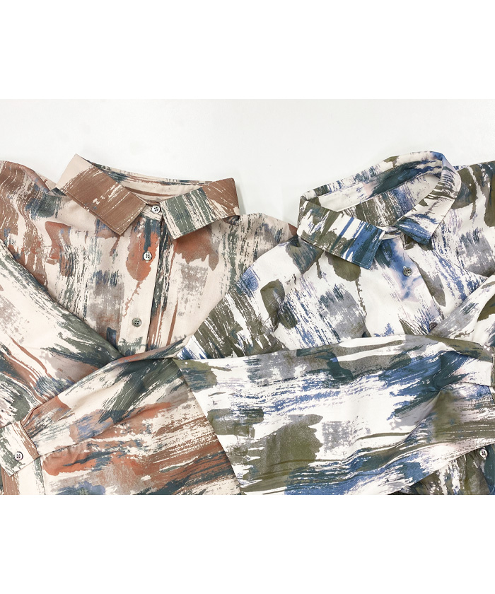 グラニフ【XL】総柄シャツ アート 抽象 ペイント 開襟シャツ ネイビー 派手 楽天市場】アート柄 開襟シャツ シャツ レディース トップス